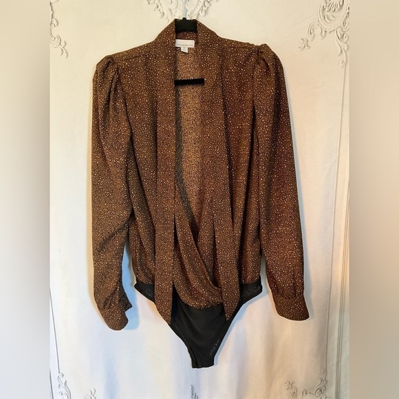 Allison Joy Brown & Black Leopard Print Long Sleeve Bodysuit - Picture 1 of 16